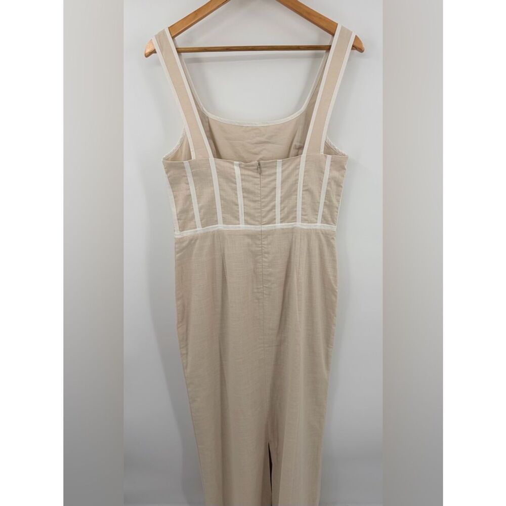 Sabo Ricardo stone tan midi dress womens L NWT milkmaid nautical vacation resort - Picture 6 of 6